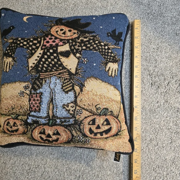 Vintage Scarecrow Fall Accent Throw Pillow - Picture 2 of 5